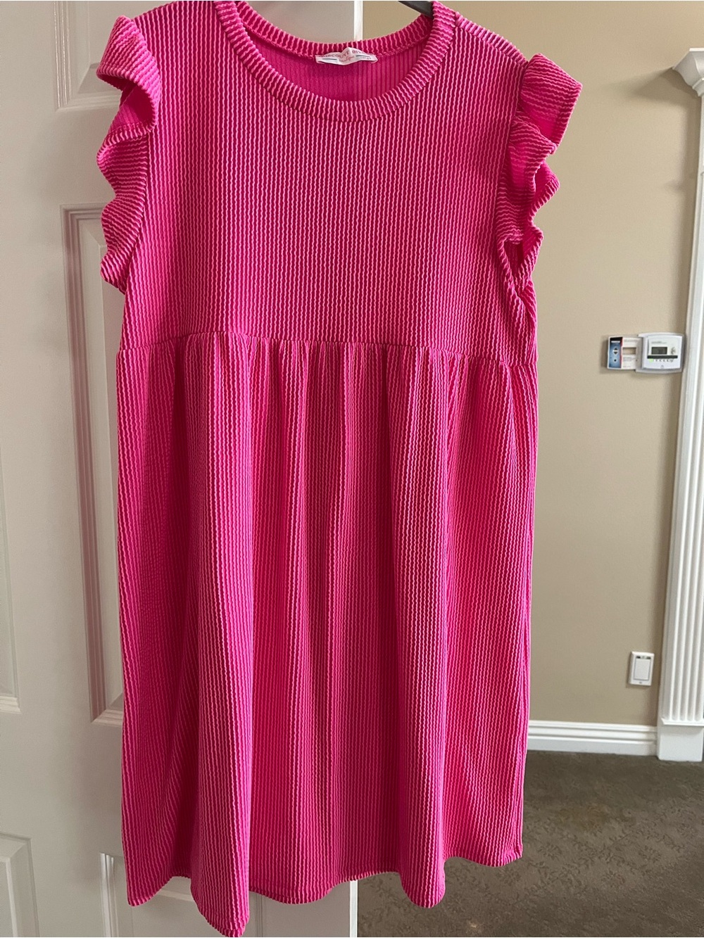 Discount Divas Pink Ruffle Sleeve Dress